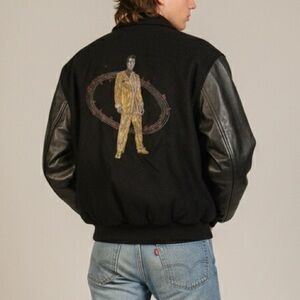 EPE INC. Vintage Elvis Presley Signature Series Wool & Leather Varsity Jacket